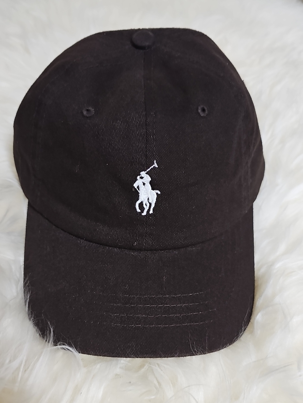 Polo by Ralph Lauren Black Baseball Cap with White Polo Player Logo